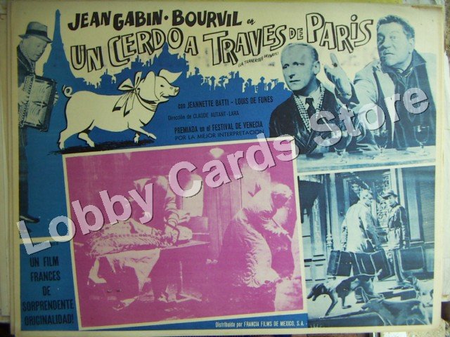 JEAN GABIN. BOURVIL.A PIG THROUGH PARIS